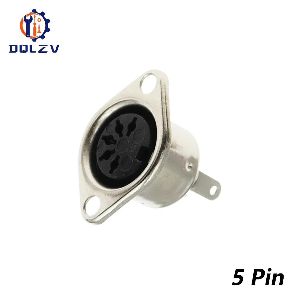 Metal 3 4 5 6 7 8 Pin DIN Female Socket Hulled Panel Mount Chassis Connector Soldering Iron