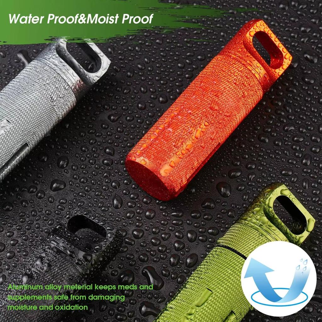 Tragbarer Schlüsselanhänger Pillenhalter Pillen Organizer Reise Wasserdichter Streichholzbehälter Aluminium Luftdichter Schlüsselanhängerbehälter Reise Größe