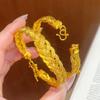 Bracciale Intrecciato a Torsione con Filo d'Oro Stile Xiaohongshu - Temperamento Versatile da Donna