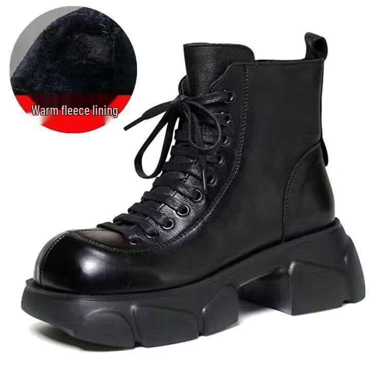 

Женские ботильоны из натуральной мягкой кожи, на толстом каблуке, весенне-осенние, с плюшевой подкладкой для зимы, в стиле Мартин Size 37