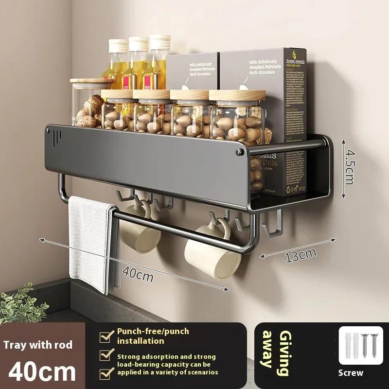 Estante Montado en Pared Estante de Almacenamiento para Especias Accesorios de Cocina Estante Soporte para Cuchillos de Cocina Colgador Estante Organizador de Estantes
