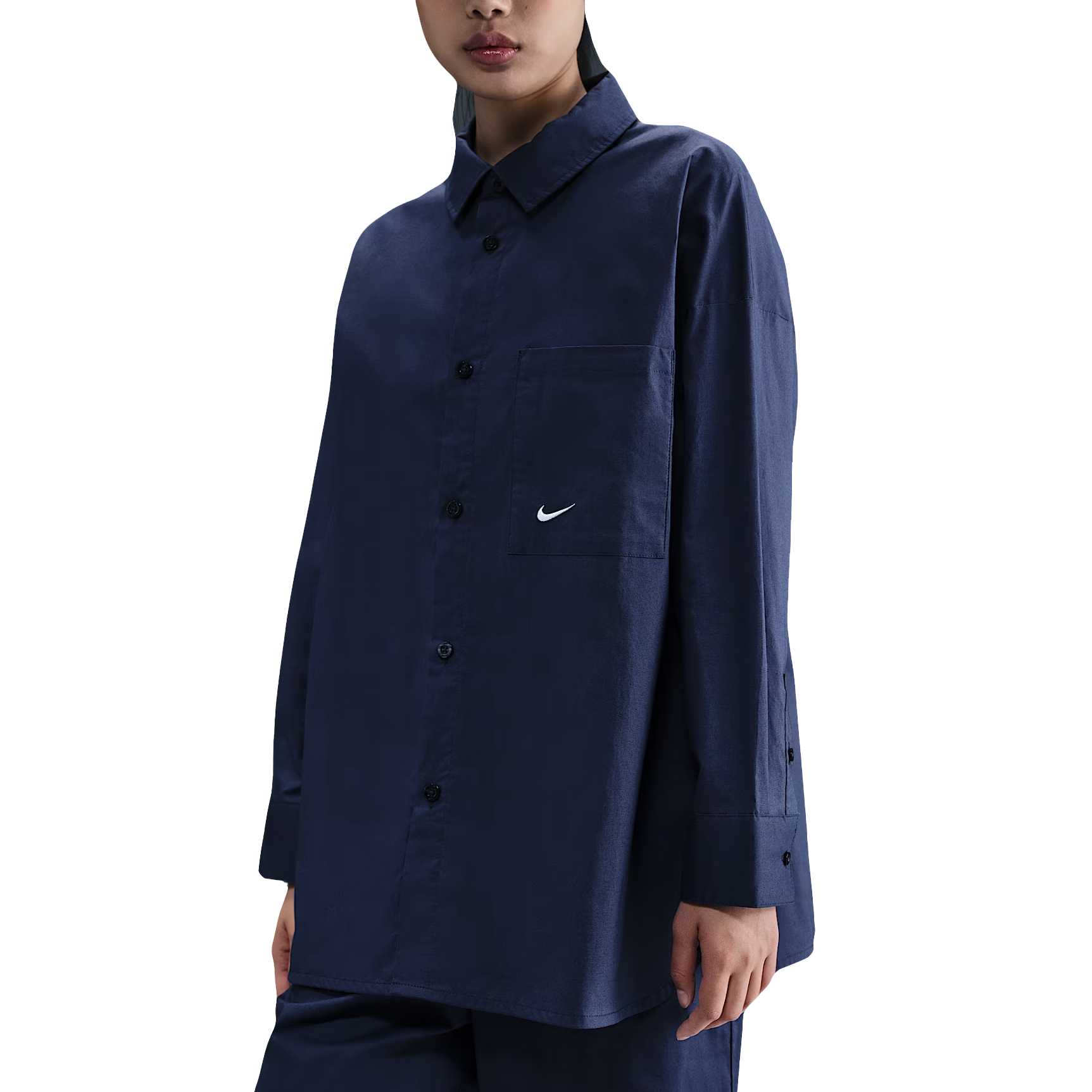 

Nike Sportswear SS25 Chill Poplin Swoosh Casual Fashion Simple Versatile Long Sleeve Shirt Women shirts HJ0716-410 XL