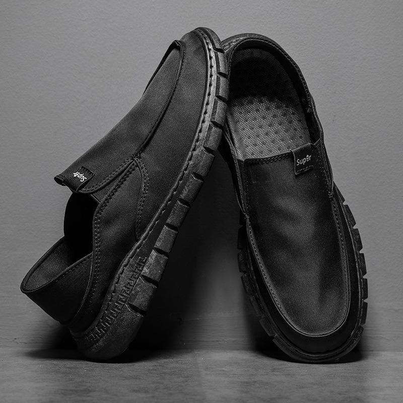 Herenschoenen 2025 nieuwe lente ademend sneldrogend casual schoenen heren één-pedaal oude Peking canvas schoenen werkschoenen