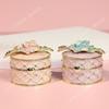 Enamel Rose Flower Jewelry Box, Alloy Light Luxury Ring Holder, Fashion Handicraft Storage Box for Earrings & Necklaces