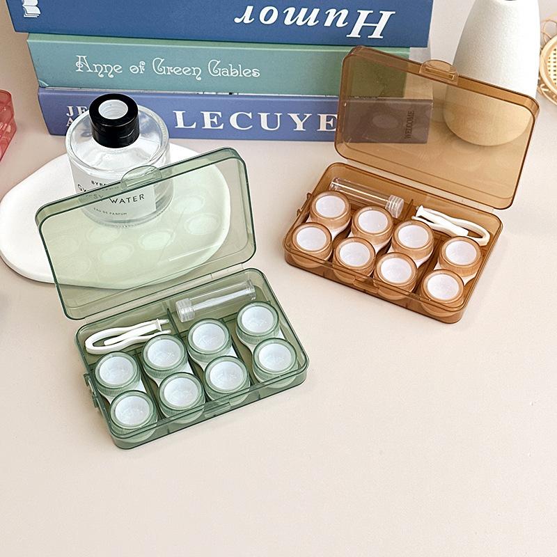 1PC Portable Cute Contact Lense Case Transparent Solid Candy Color Box Four Pairs High-capacity Invisible Care Box Women Men
