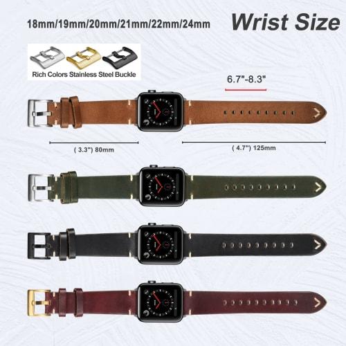 24mm Leather Watch Band for Men and Women, Vintage Handmade Horween Chromexcel Soft Leather Watch Strap Replacement