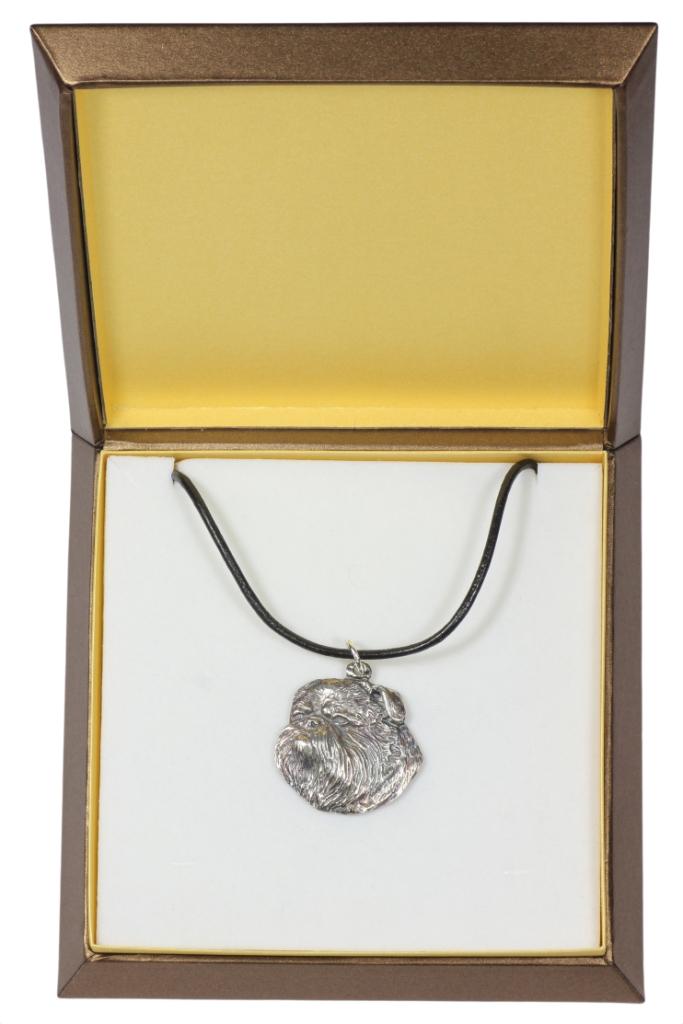 

Griffon Bruxellois, Brussels Griffon I - Dog necklace in gift box, silver-plated locket for dog fan, striking pendant by Art-Dog brand срібний
