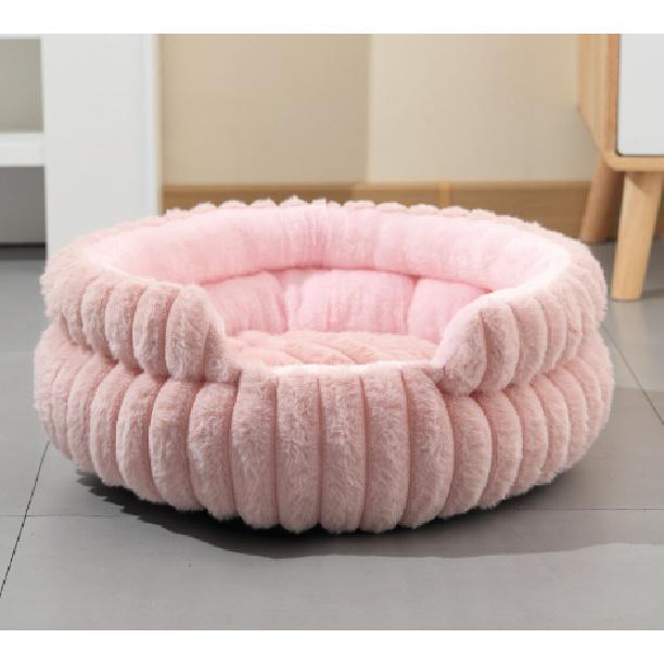 Pet Cat Nest Straight Rabbit Plush Pet Bed Round