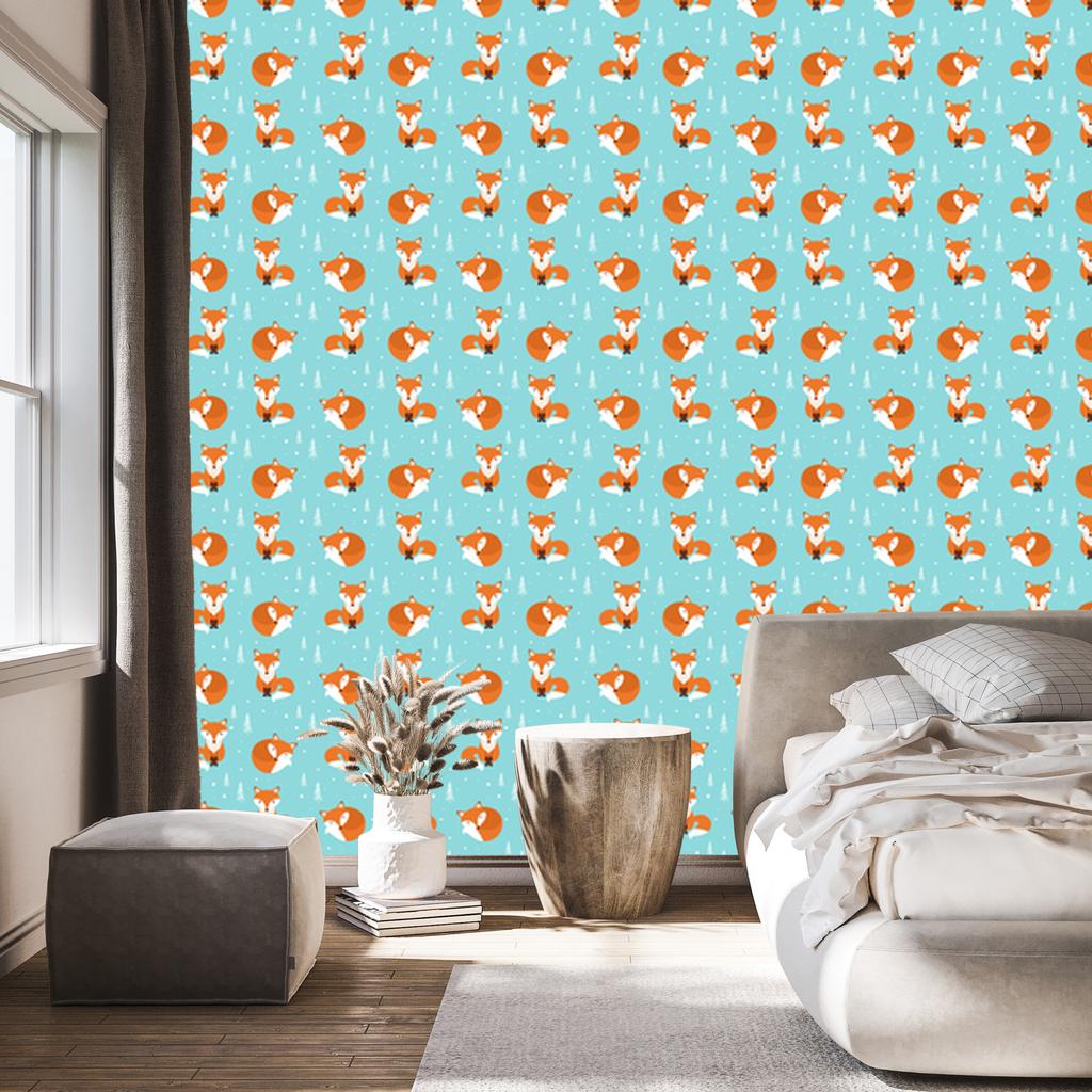 Sleeping foxes in the forest wallpaper for living room and bedroom 50x1000