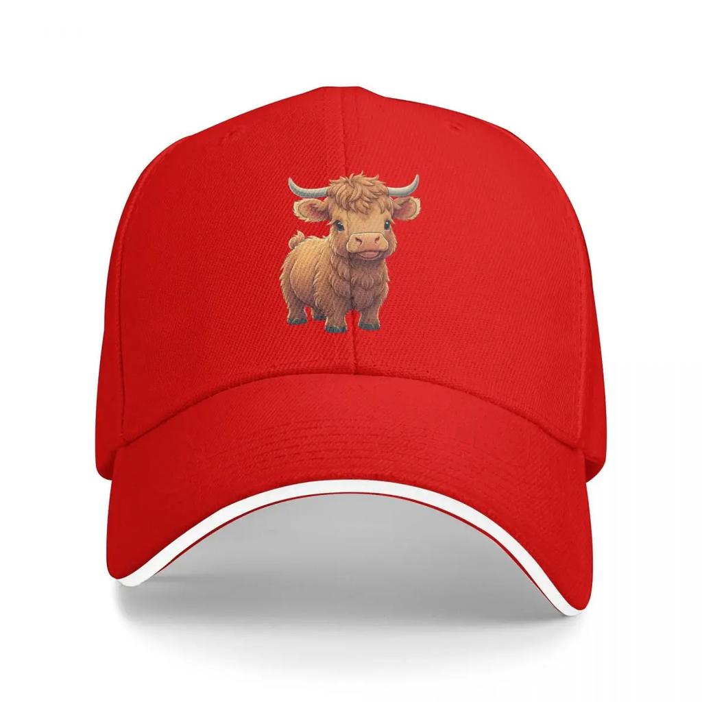 Baby Scottish Highland cow Baseball Cap Brand Man cap hiking hat Rugby Hats Woman Mens