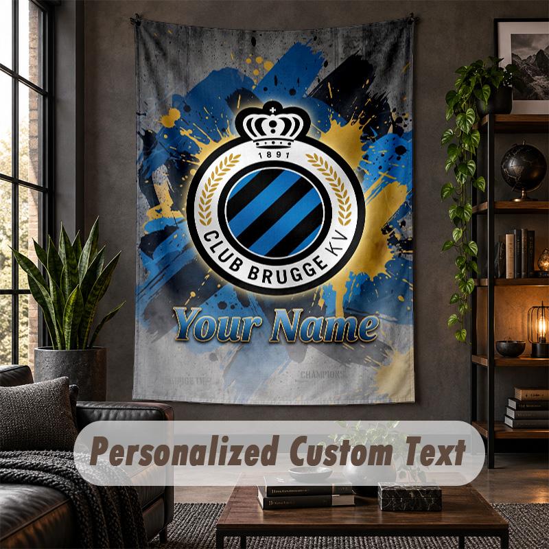 Wall Tapestry Club Brugge FC Print Custom Name Text Wall Hanging Home Decor