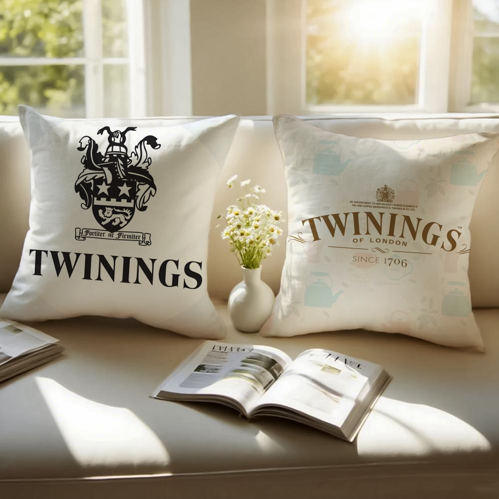 Elegant Red Brand T-Twinings Cushion Cover Pillowcase Short Plush Invisible Zipper Room Sofa Cushion Cover