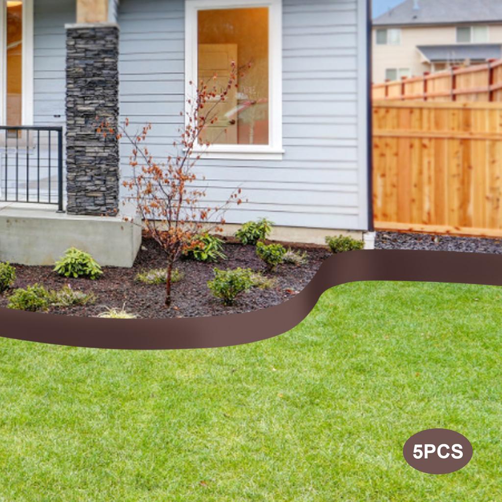 5PCS Steel Lawn Edging, 39 Inch Metal Garden Border, Flexible Landscape Edging for Yard, 5" Tall Lawn Barrier, Steel Yard Edging