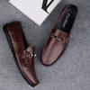Metal Buckle Men's Casual Shoes New Trend Spring Summer Loafers Leisure Black/Brown Moccasins Comfortable Business Shoes Slip-On