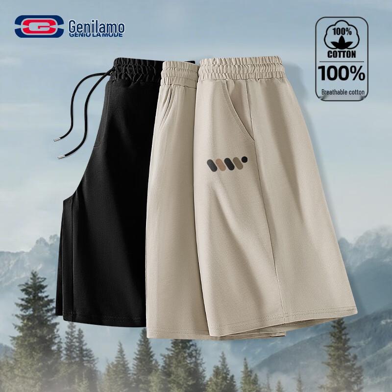 GENIOLAMODE Men s Pure Cotton Casual Athletic Shorts 2-Pack 3XL