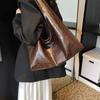 Solid Color Large Capacity Handbag Tote Bag Underarm Packs Casual Retro PU Tote Bag  Outdoor