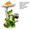Cartoon Mushroom Sitting Frog Statue Holding Wine Glass Drinking Frog Figurine Resin Animal Sculpture Indoor Outdoor Garden Yarn Decoration Ornament