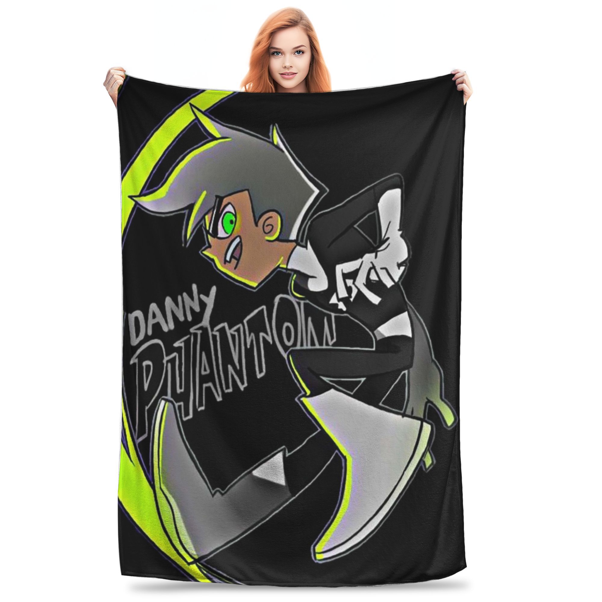 Danny phantom Blankets Soft Warm Flannel Throw Blanket Cover for Bed Living room Picnic Travel Home Sofa Size: 75*100cm, Weight: 230 GSM