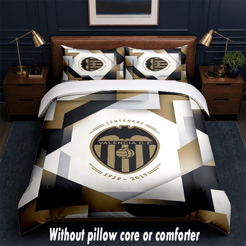 Valencia FC Design Bed Bedding Set 1 Duvet Cover + 2 Pillowcases Soft Breathable Household Bed Linens