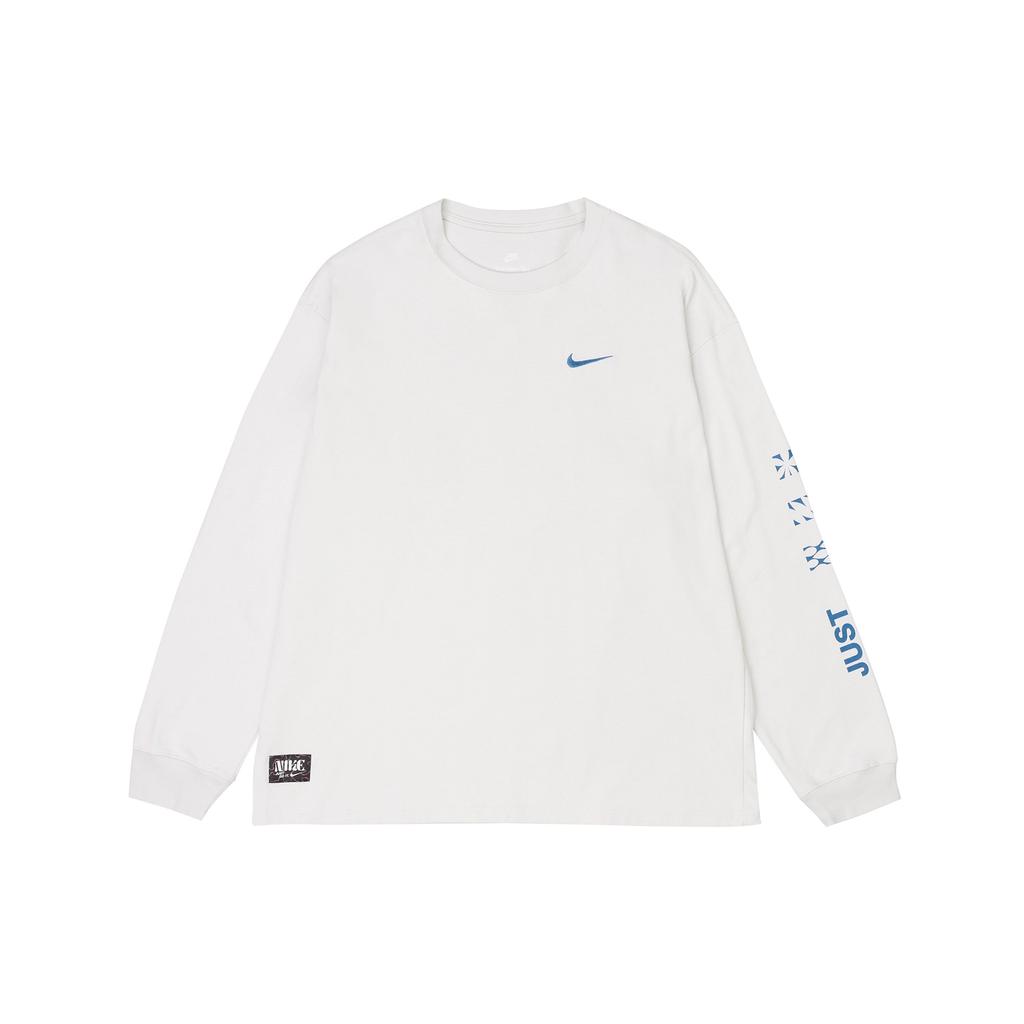 Nike Logo Embroidered Crew Neck Loose Long Sleeve T-Shirt Men Tops White FJ7682-030