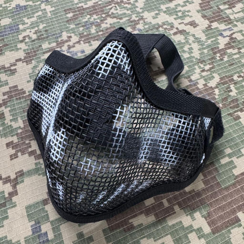Masque Facial Demi-Visage en Fil d'Acier Tactique Airsoft Respirant Chasse Wargame CS Masque en Maille Protectrice