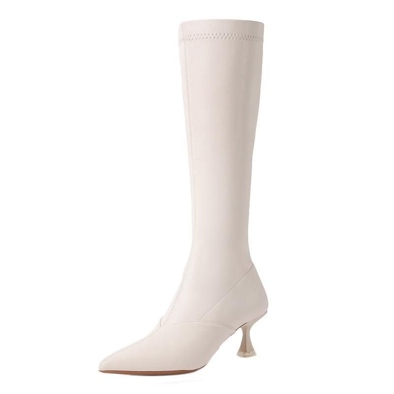 Long Tube High Heel Boots Women's Autumn and Winter New Side Zipper But Knee Knight Boots Stiletto