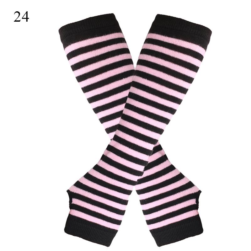 Fashion Women Striped Elbow Gloves Y2K Warmer Knitted Long Fingerless Gloves Christmas Gifts Classic Black And White Wristband