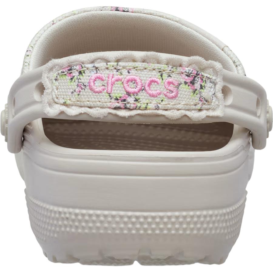 Crocs Classic Crafted Ditch Floral Clogs Comfortable Durable Supportive Outdoor Slippers Kids Clogs Cream 213974-2PL