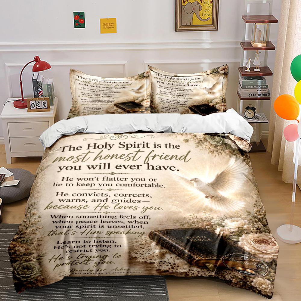 Holy Spirit Themed Bedding Set with Dove Bedding set (1 duvet cover, 2 pillowcases, duvet not included) 135x200cm