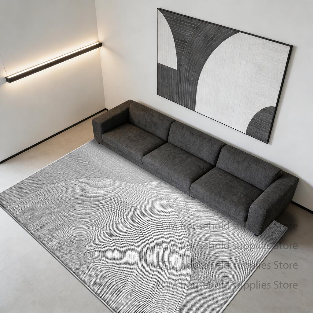 Modern Grey Luxury Rugs Geometric Home Decoration Bedroom Lines Bedside Carpet Washable Antiskid Customizable Floor Mat Lounge