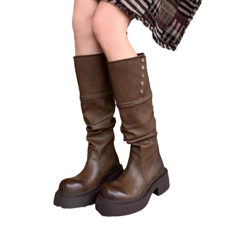 Wasteland Wind Wrinkled Muffin Thick-soled Piling Boots New Spice Girl Street Versatile Commuter Fashion Boots Women