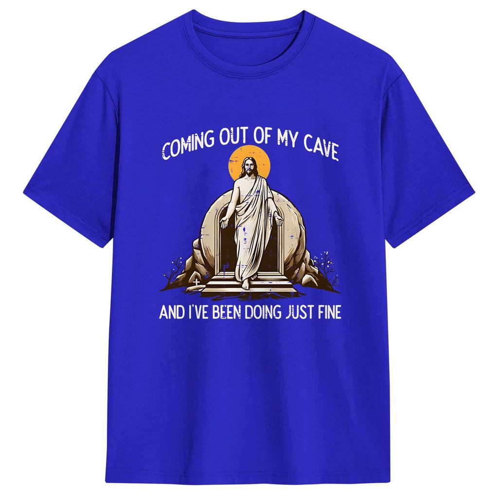 Streetwear TShirt Coming Out of My Cave the Jesus Resurrection Easter Cotton TShirts Tee Shirt Summer Aesthetic Short Sleeve