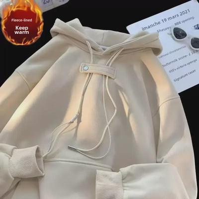 Hanorac Oversized pentru Bărbați în Stil American cu Catifea Îngroșată - Trendy, Larg, Jachetă de Iarnă