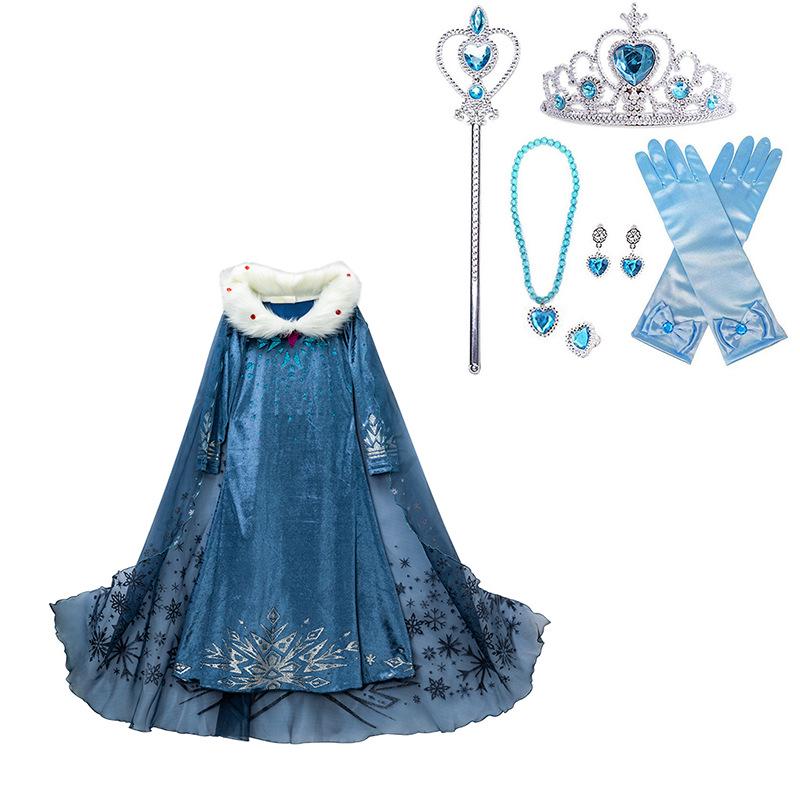 Frozen Elsa Princess Dress - Customizable Girls' Sweater Dress for Autumn and Winter