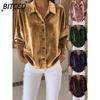 Moda Donna Casual Stampa Colore Unico Manica Lunga Collo Polo Camicie & Bluse Design Internazionale