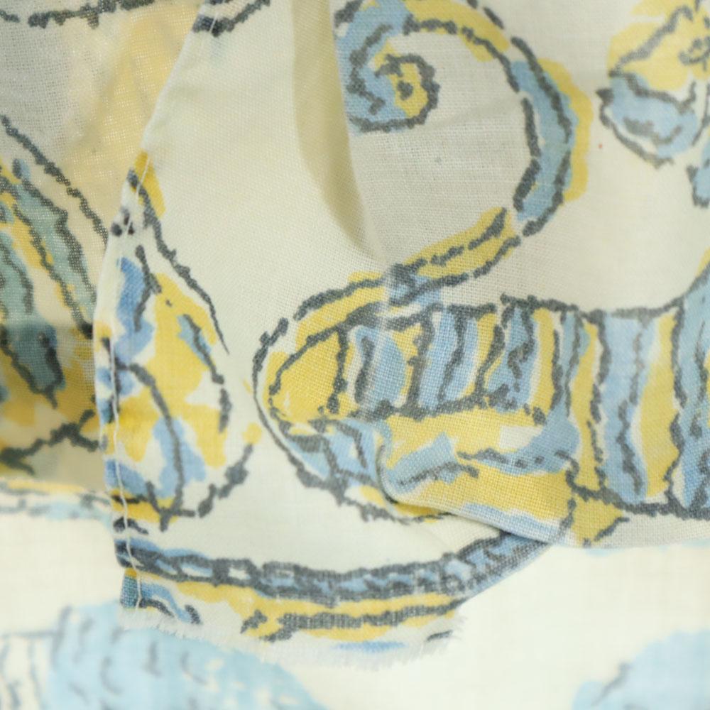 Sears 70s Animal Pattern Long sleeve shirt M Ivory system Old vintage Men's Used