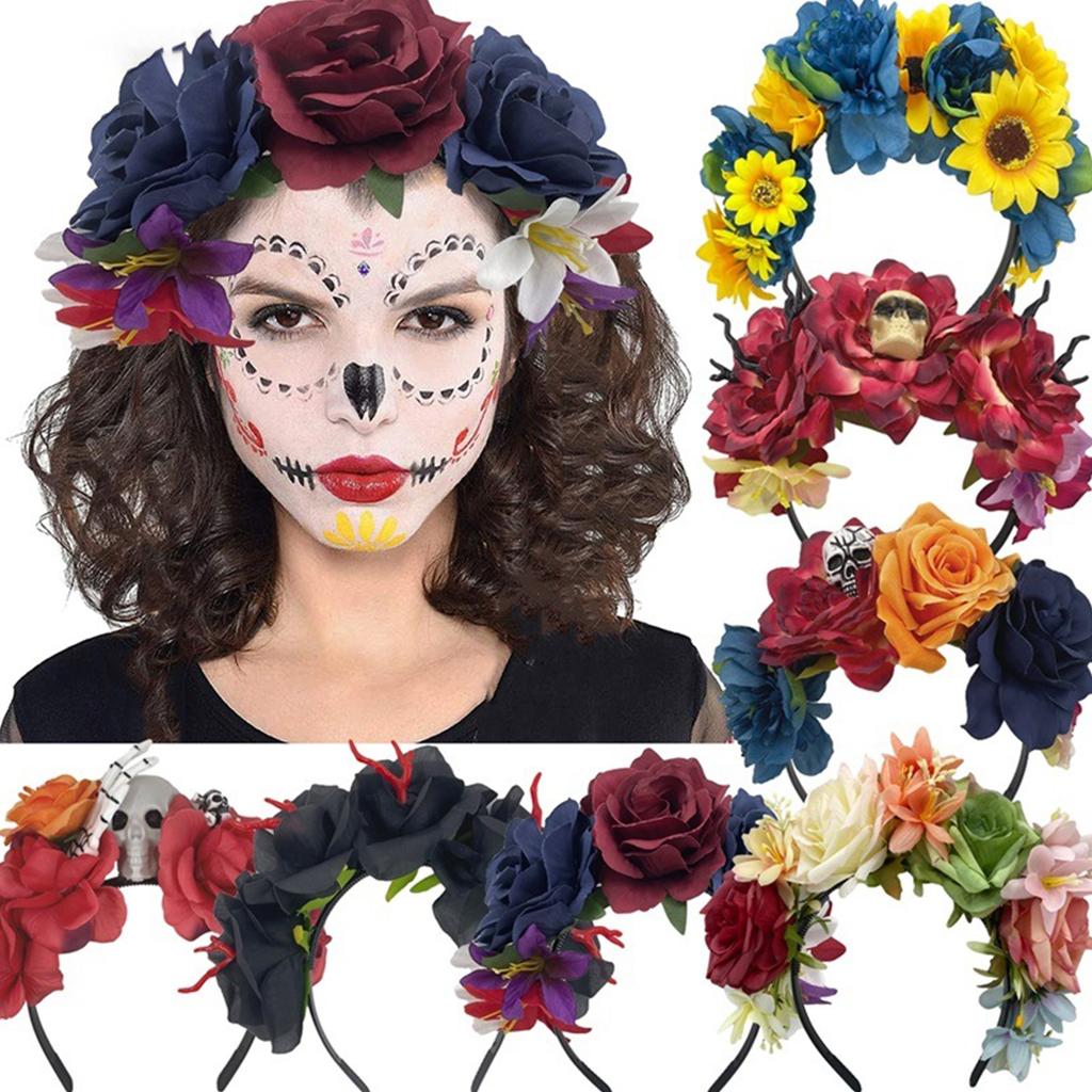 Elegant Simulated Flower Shape Headbands Skull Hair Hoop Headbands for Women Girls Wedding Party Supplies