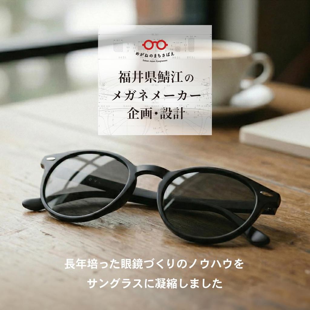 Evais Sabae UV Square Wellington Type [Fujita Optical] Sunglasses, Polarized, Photochromic, Design, 99.9% Cut, Men's & Women's, TR90, Boston,