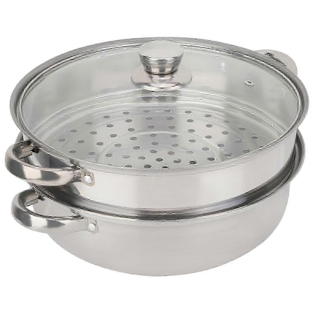 Stainless Steel Cookware 28cm 2-Layer Steamer Pot Cooker Double Boiler Soup Steaming Pot