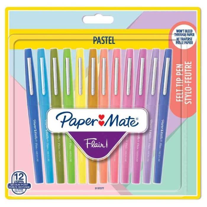 Stylo Feutre Flair PASTELL, Blister De 12