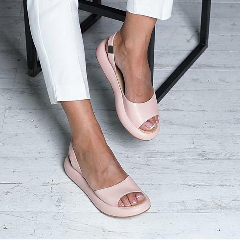 Fashion Women 2025 Summer Sandals PVC Leather Shoes Summer Fashionable Open Toes Platform Chaussure Femme Sexy Ladies Sandals Shoes