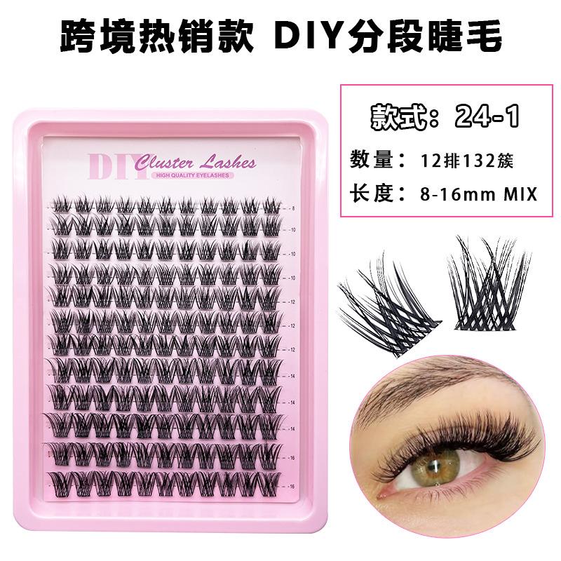 Flat False Eyelashes Stable Segmented Hairs 30P40P50P60P80P14 Rows Curled