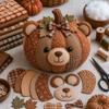 Vintage Style Whimsical Patchwork Pumpkin Fabric Kit Fall Animal Stuffed Patchwork  for Hobbyists