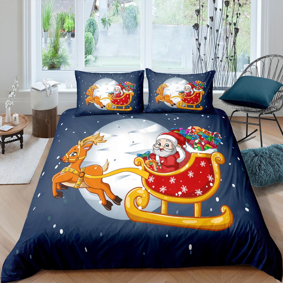 

Happy Christmas Bedding Set 3D Printed Duvet Cover Set Soft Polyester Single Double Queen Size For Birthday Gift Christmas Decor Eu Single 135x200cm