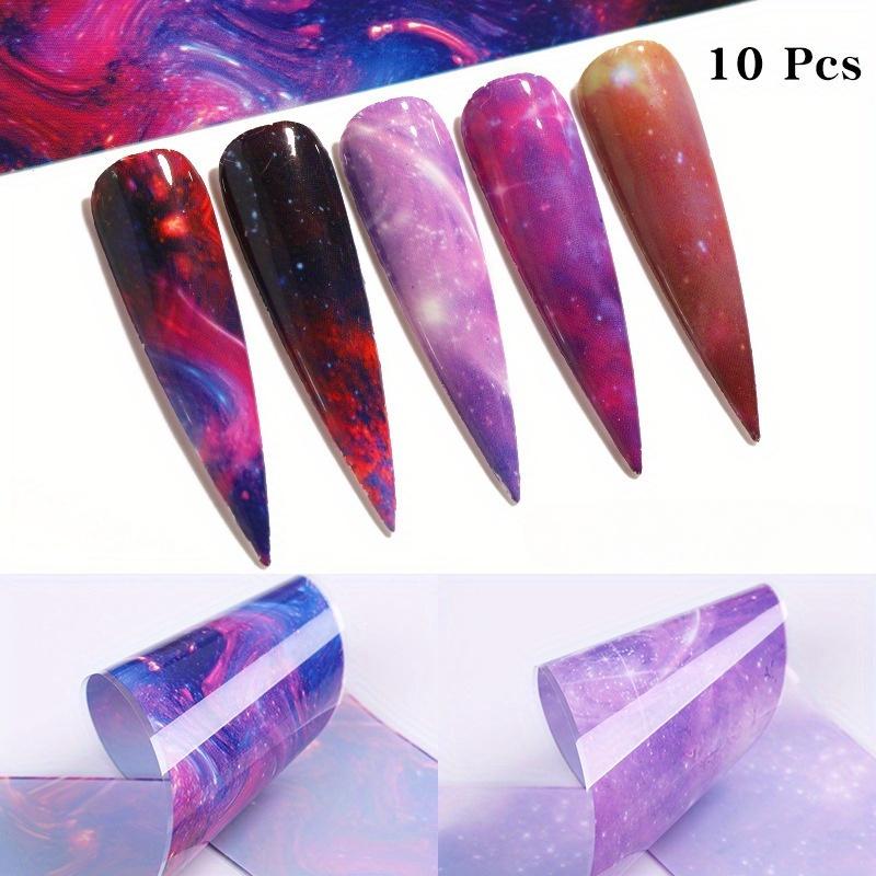 3D Night Sky Galaxy 1.57*7.87inch Nail Art Sticker Ultra-thin Self-Adhesive Slider Summer Nail Art Decoration Manicure Accesorie