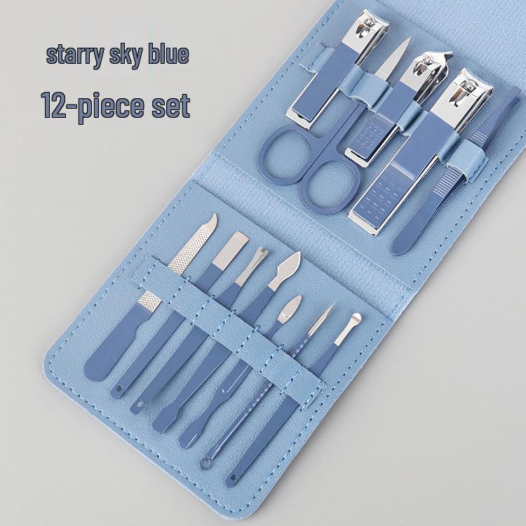16-Piece Matcha Green Manicure Set: Nail Clippers, Scissors & Tools In Folding Bag