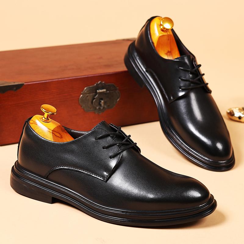 Men'S Leather Shoes Black Shoes Business Formal Wear Shoes Casual Soft Leather Shoes School Shoes For Mens JZ-1992