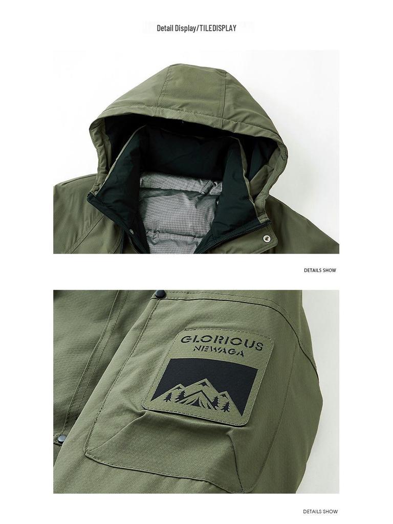 Men's White Duck Down Winter Jacket - Hooded, Windproof, Warm, Thickened, Couple Style