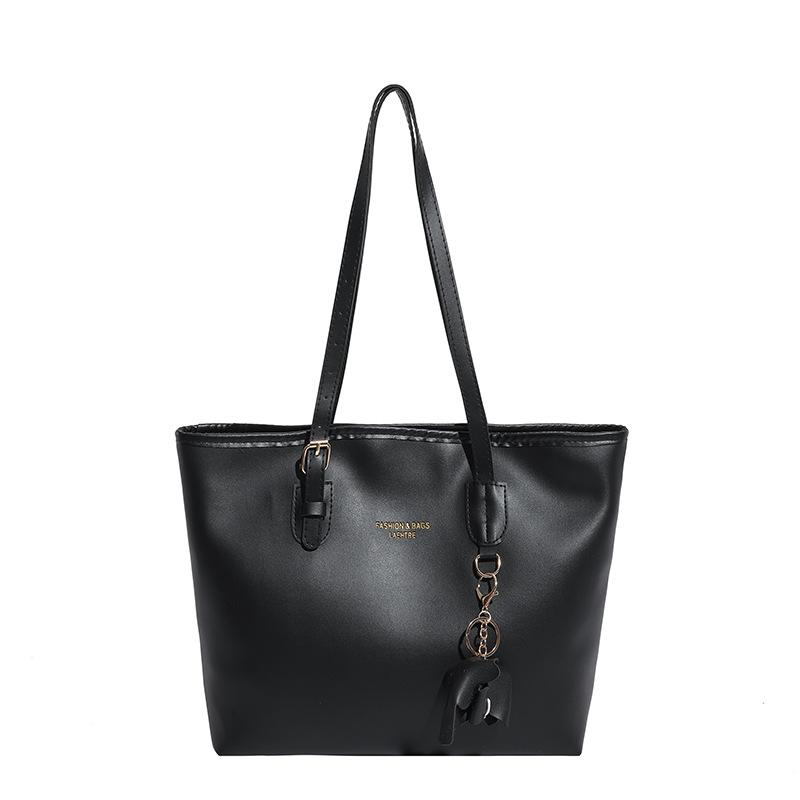 

Contrasting color splicing shoulder bag women s retro commuter tote bag texture fashionable versatile bucket bag чёрный