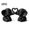 Heart Shaped Figurines Elephant Couple Ornaments Matte Resin Statue for Living Room Sweet Bedroom Decor Wedding Decor Romantic Desktop Sculpture